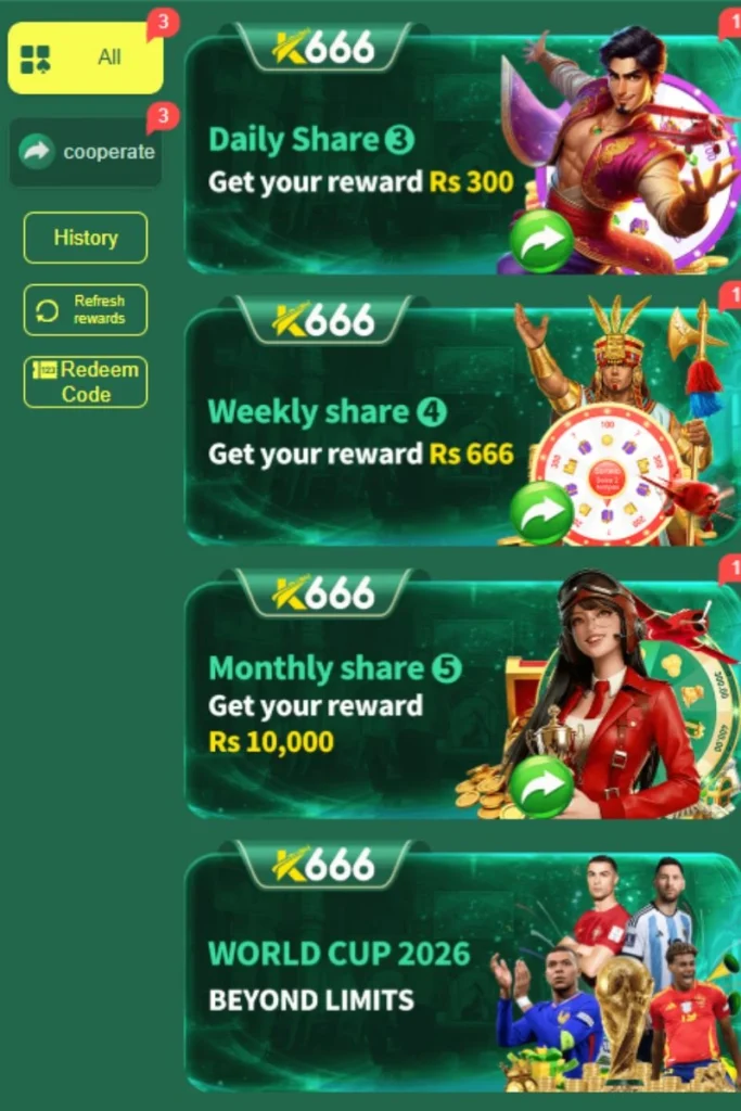 K666 Game Bonuses